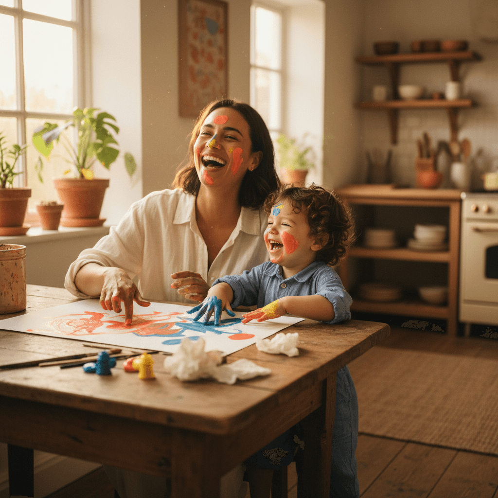 Parent and child enjoying a fun activity together
